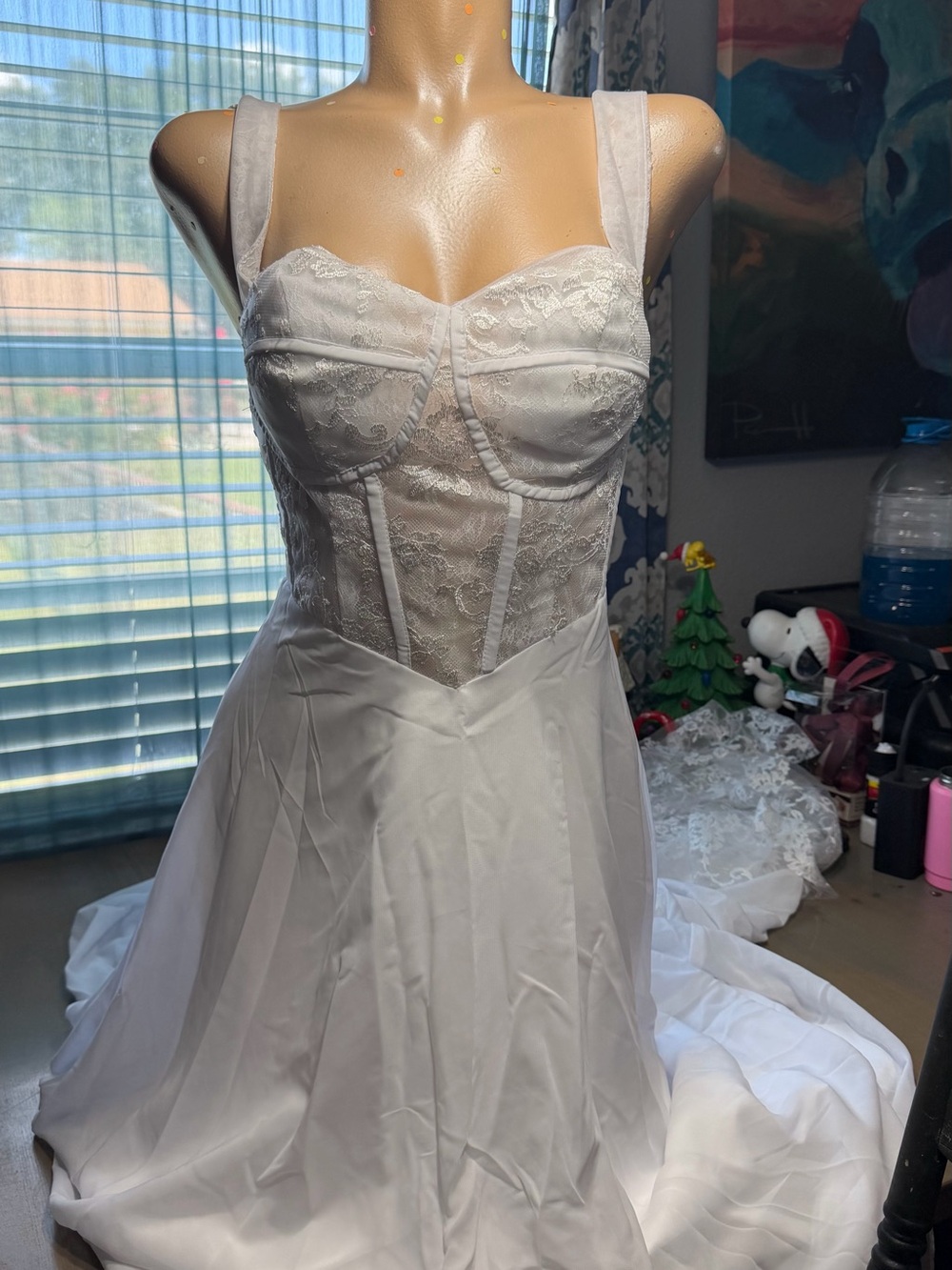 White Lace Corset Bodice A-Line Dress